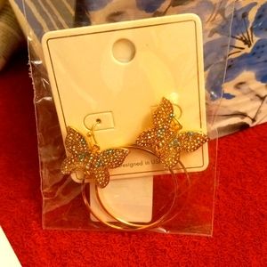 Butterfly Gold Sparkle Hoops